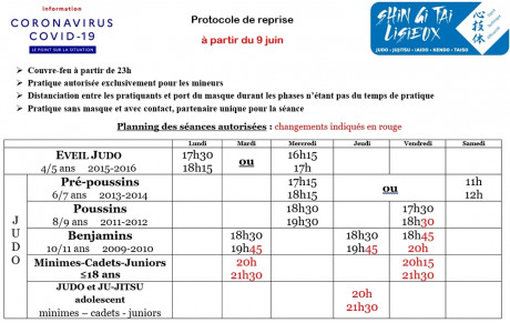 modifications des horaires à compter du 9 juin 2021