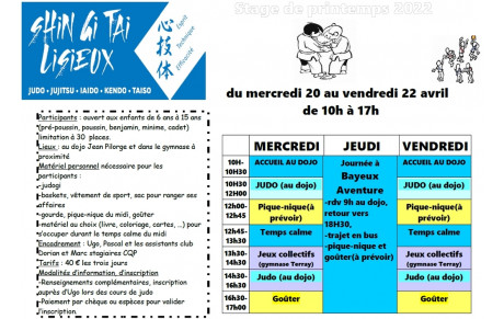 Stage de Printemps 2022